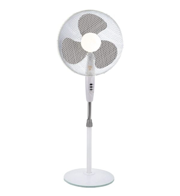 USDC-001 Solar Stand Fan Suppliers 16 Inch 12V DC Pedestal Fan with Round Base and 3 PP blades